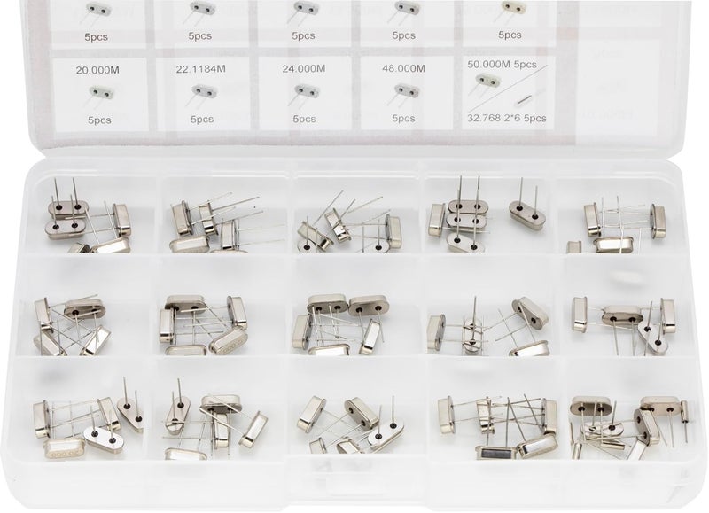 jujinglobal 80pcs 16 Types Crystal Resonators Oscillator Assortment Kit 4MHz, 4.096MHz, 6MHz, 8MHz, 10MHz, 11.0592MHz, 12MHz, 13.56MHz, 15MHz, 16MHz, 20MHz, 22.1184MHz, 24MHz, 48MHz, 50Mhz, 32.768Mhz 2x6mm - Image 3